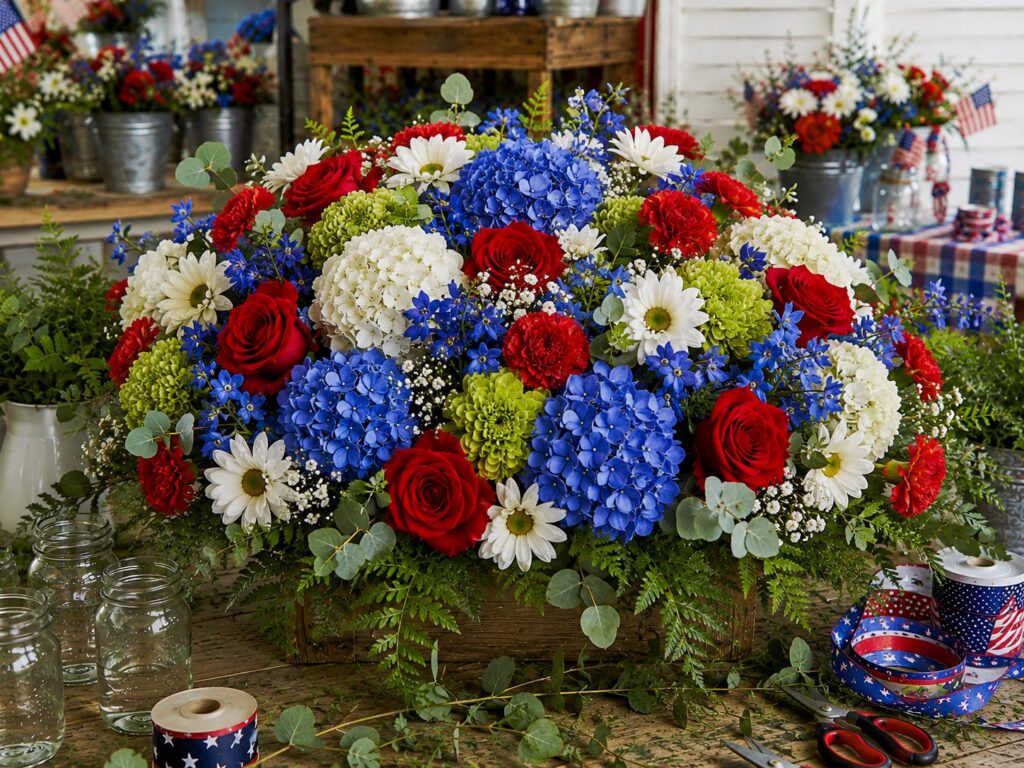 Add medium sized flowers and fill the spaces