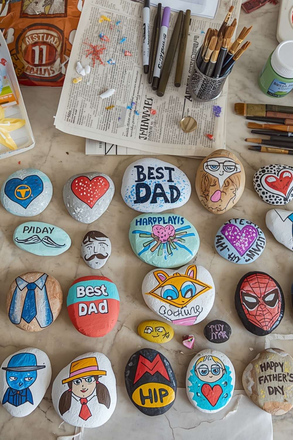 Father’s Day Rock Painting Ideas for Toddlers, Kids & Tweens