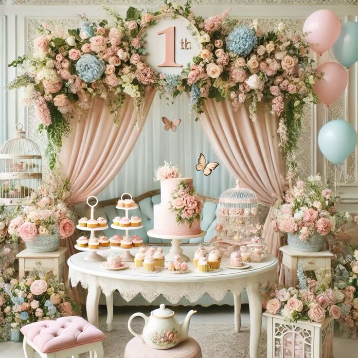 Floral Tea Party Enchanting First Birthday Themes