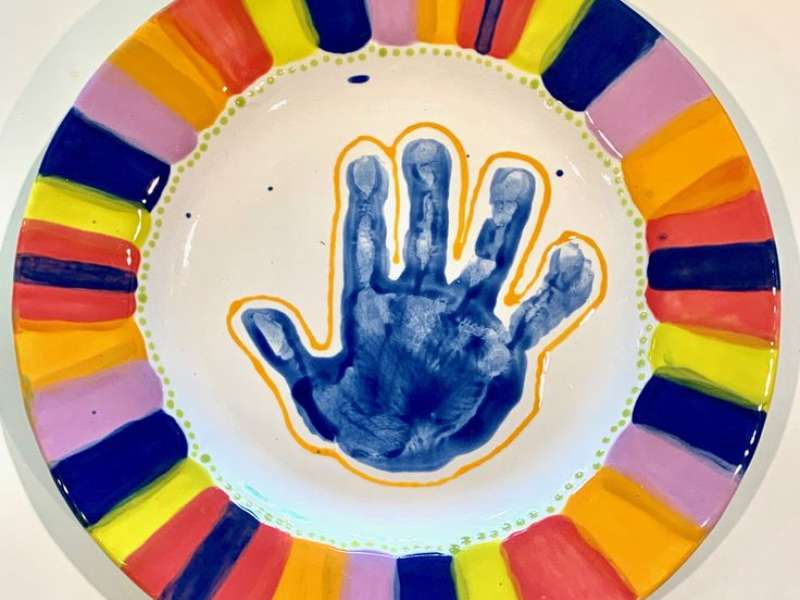 Hand print ceramic painting