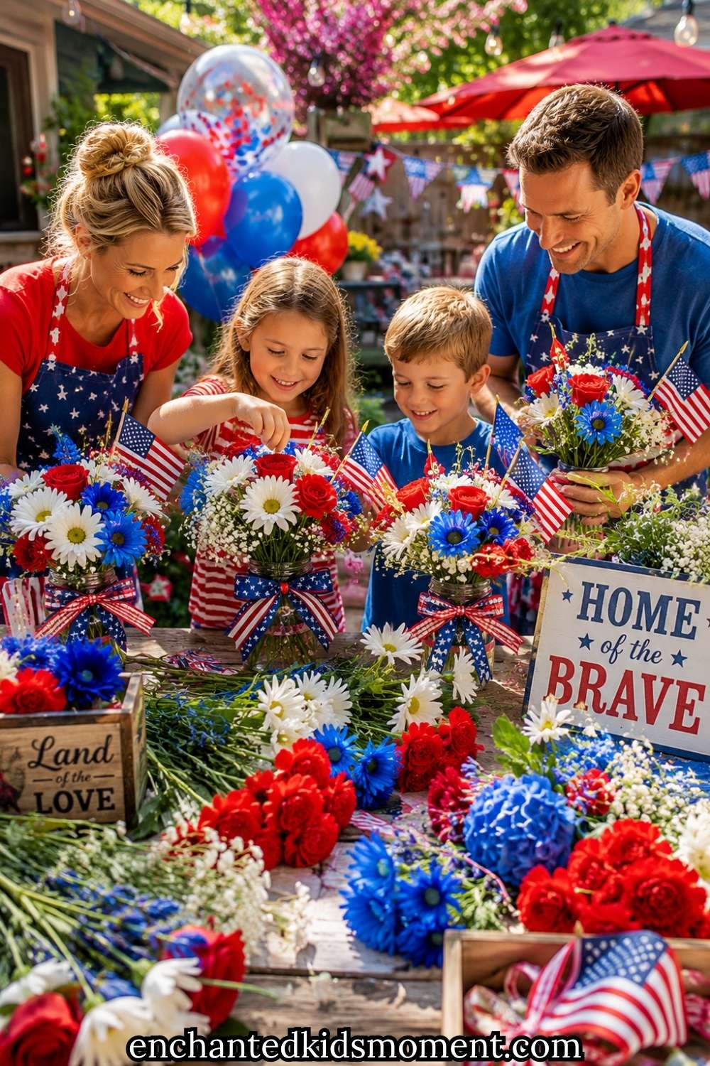 How to Make a Colorful Patriotic Flower Arrangement With Your Kids