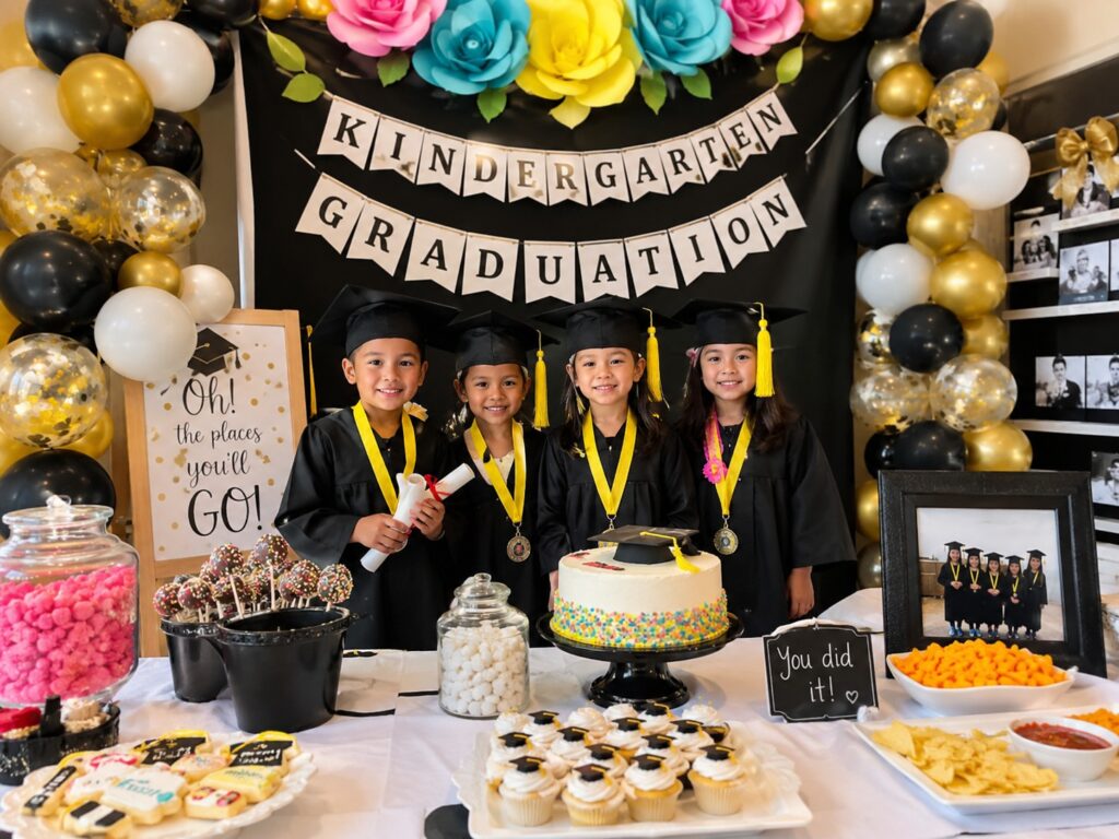 Black and gold Kindergarten graduation theme