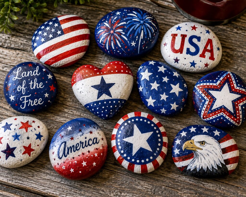 Painted Patriotic Rocks