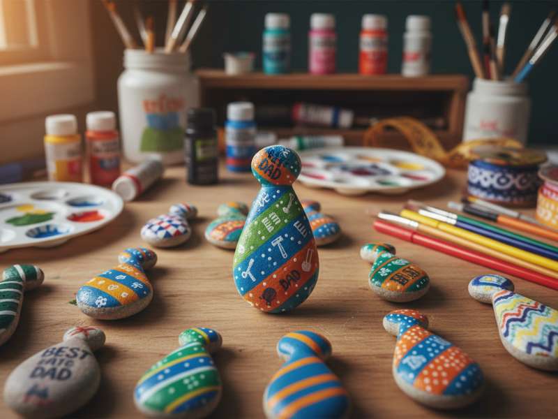 Tie-Shaped Painted Rock