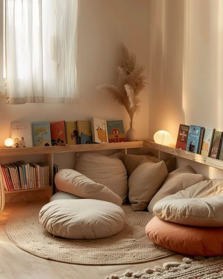 Reading Nook With Book Display Shelves