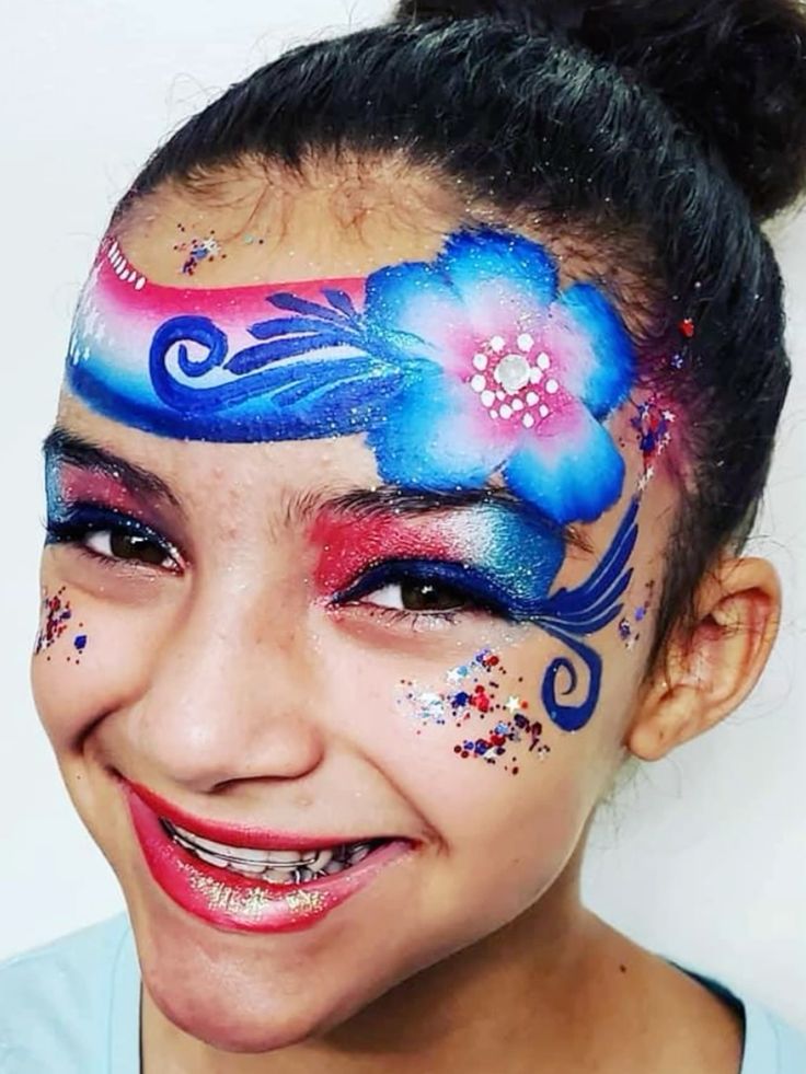 Patriotic Flower Face Paint
