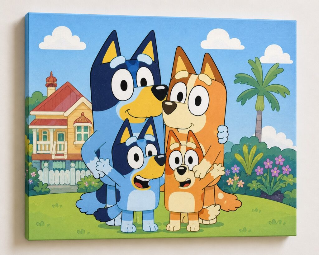 24. Bluey Character Canvas Art