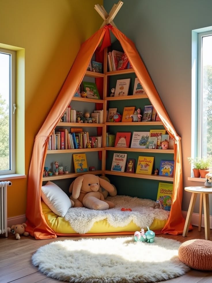 A  reading nook as a kids room decorating ideas