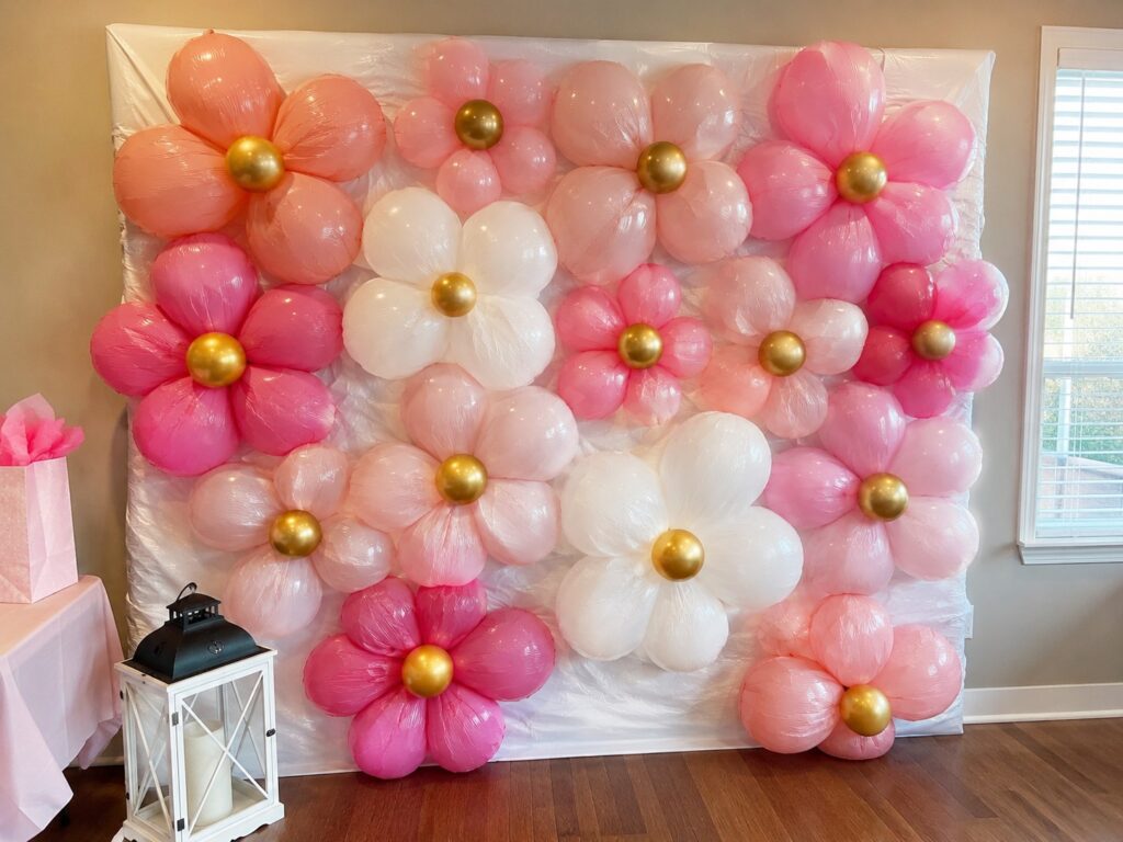 Create a Balloon Wall Using Plastic Tablecloths