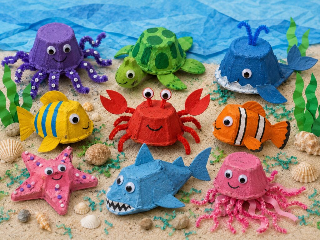 Egg Carton Sea Creatures kids