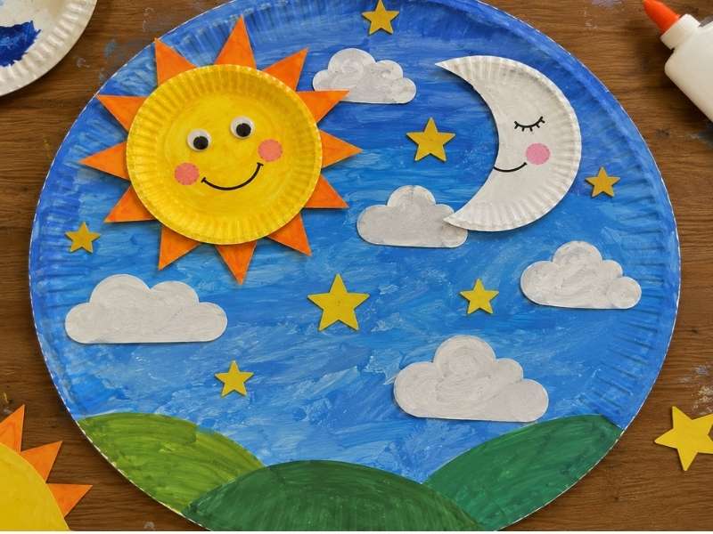 Giant Paper Plate Sky Scene not so perfect