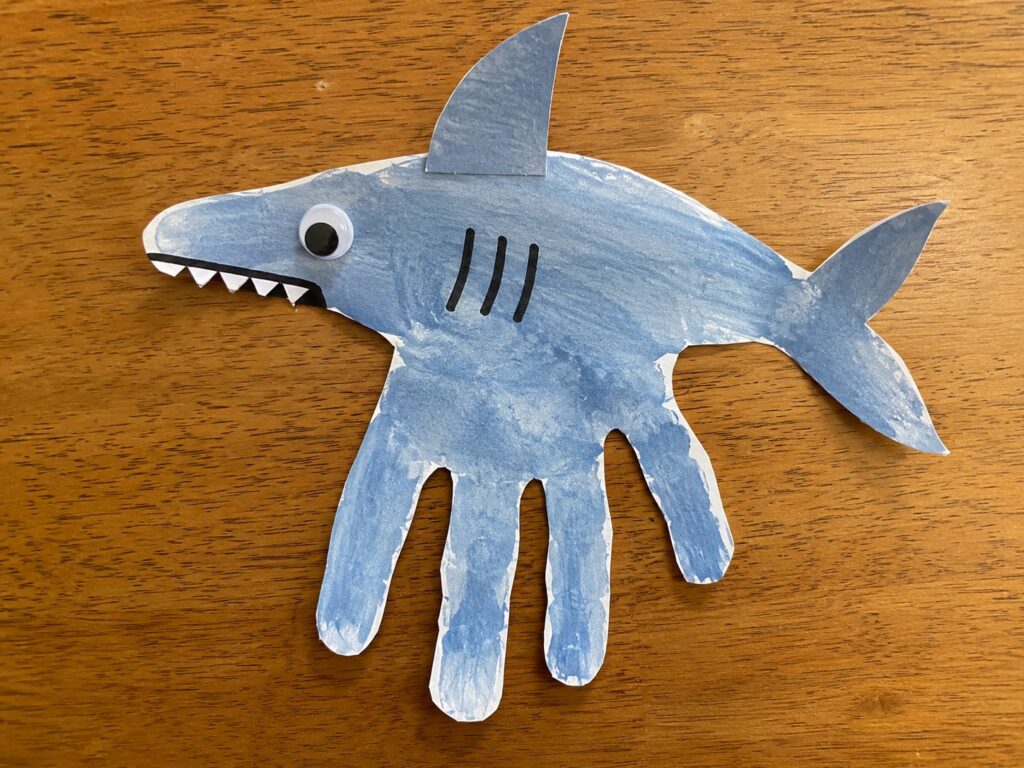Handprint Shark Craft. 800 by 600. real setting.