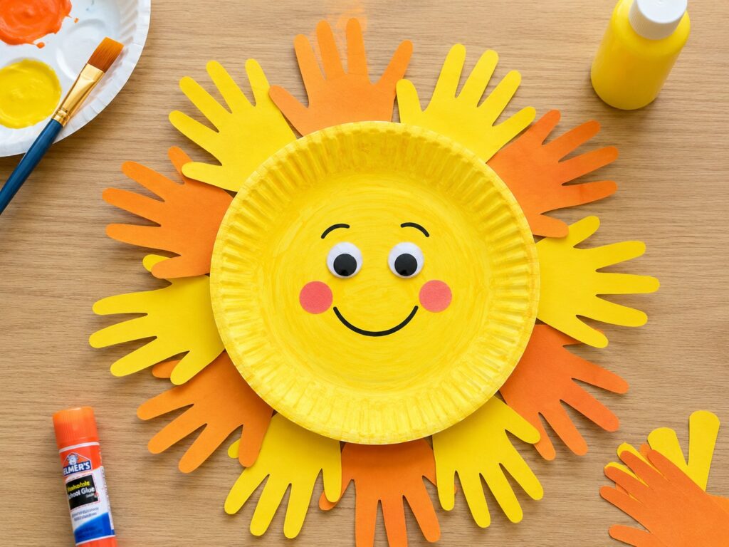 Handprint Sun Ray Paper Plate Craft