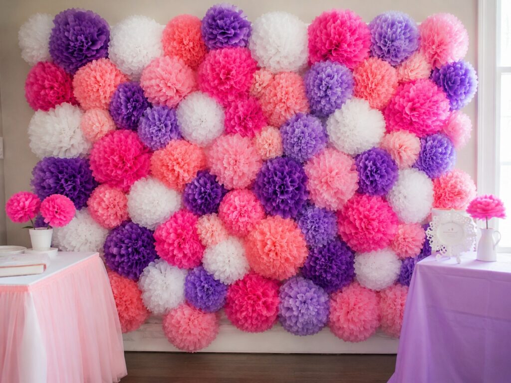 Make a Stunning Tissue Paper Pom Pom Backdrop