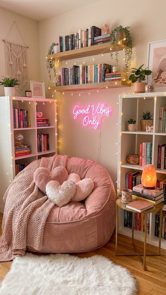 Reading Nook With String Lights