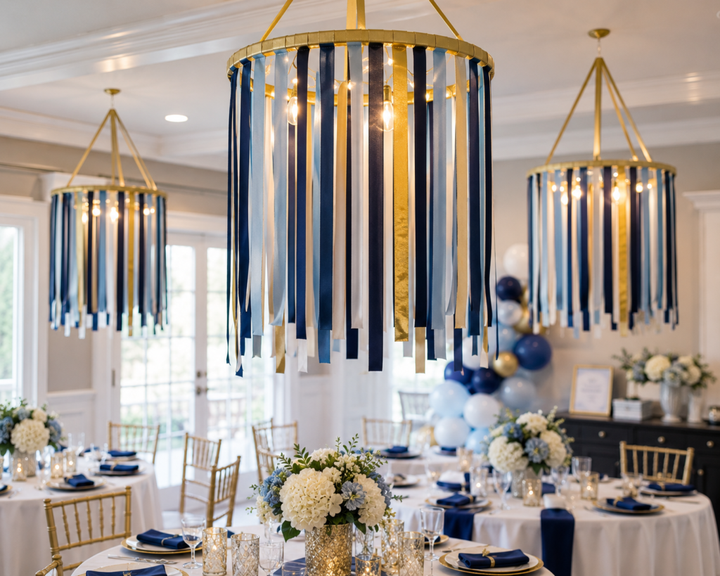 Make Hanging Ribbon Chandeliers