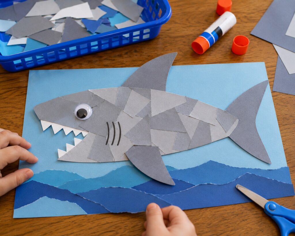 Shark Paper Collage