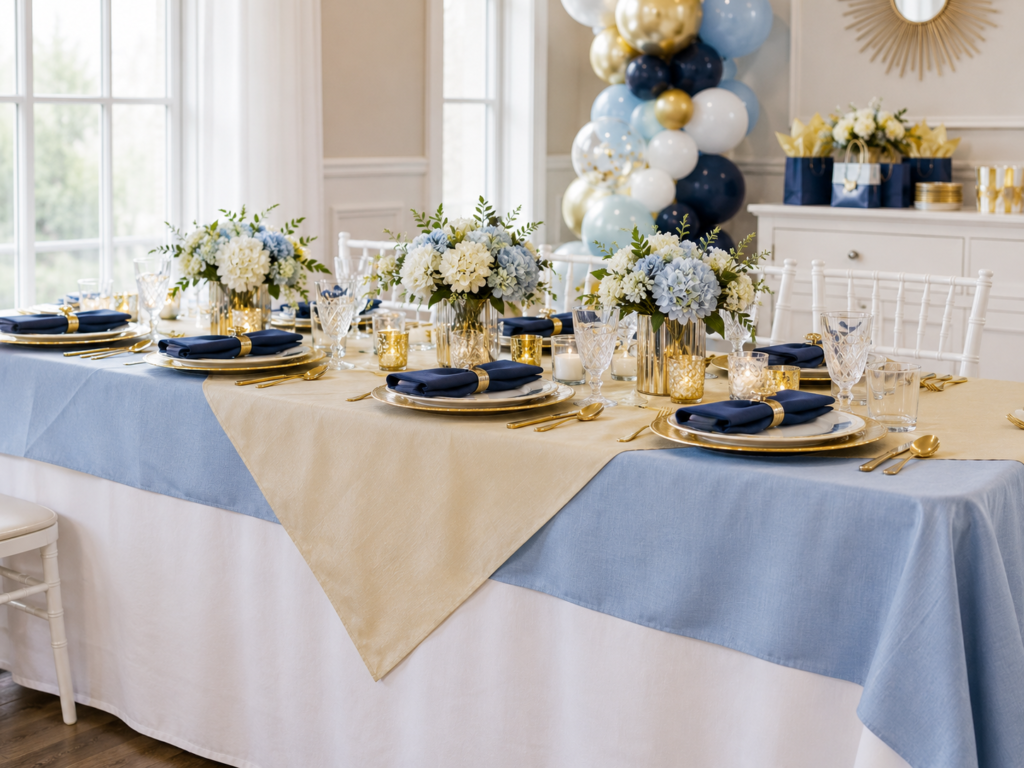Upgrade Party Tables With Layered Tablecloths