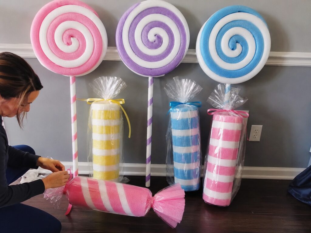 Turn Pool Noodles Into Giant Candy Decorations
