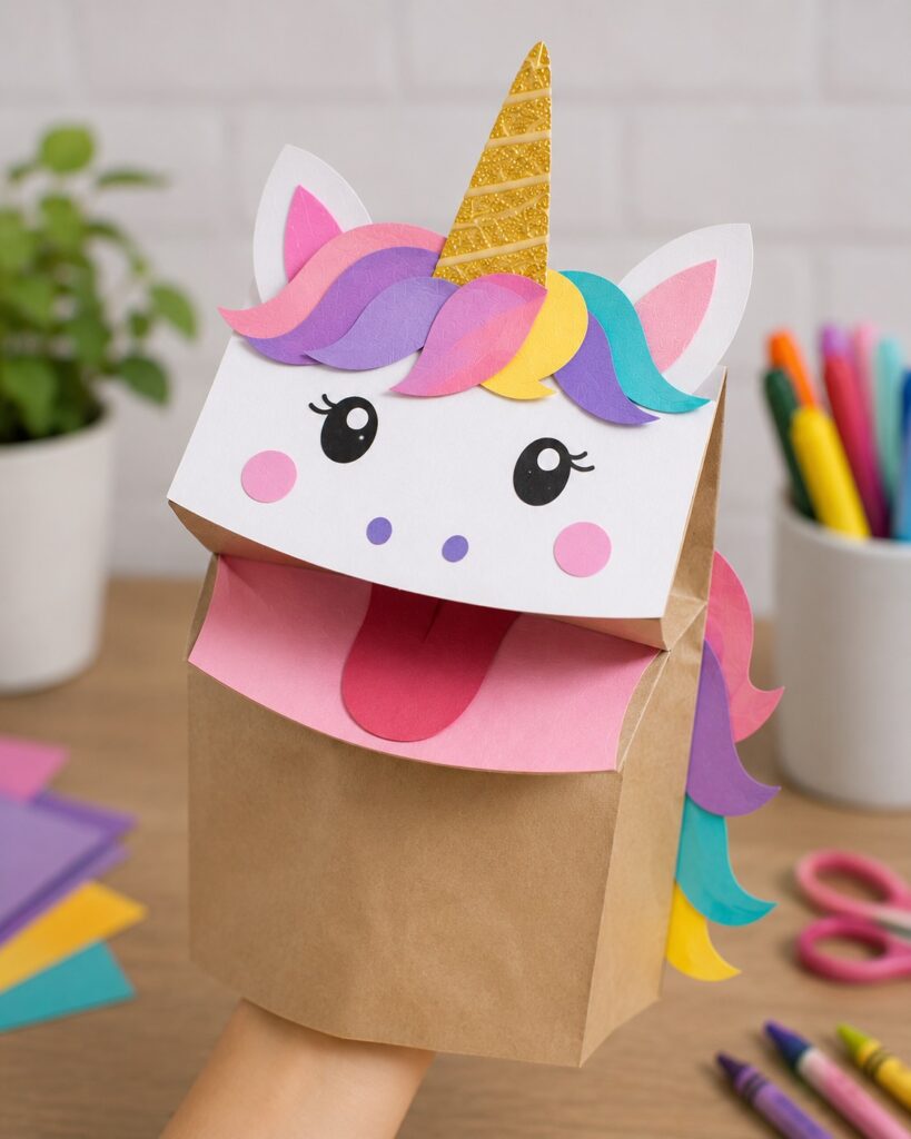 Unicorn Paper Bag Puppet
