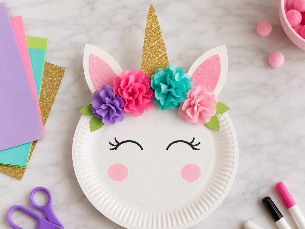 Unicorn Paper crafts Plate Face
