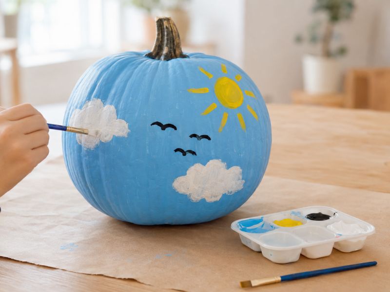 Blue Sky Halloween Pumpkin Painting Ideas