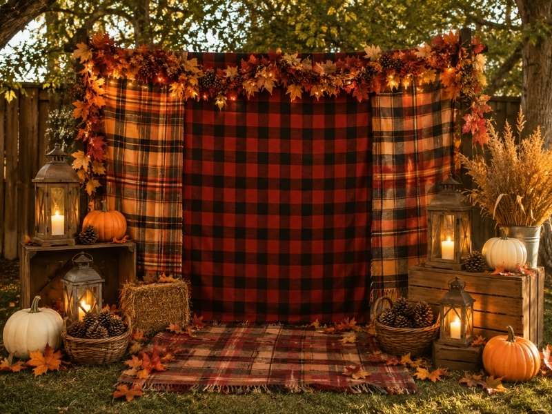 Cozy Plaid and Lantern Display
