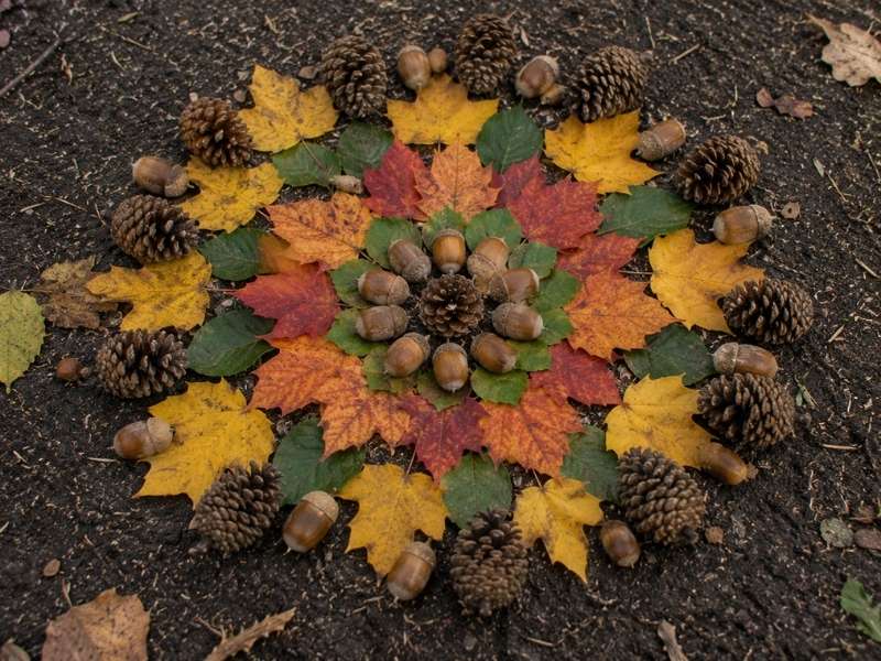 Create Nature Mandalas With Leaves, Pinecones, and Acorns.