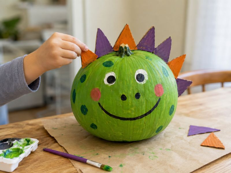 Dinosaur Halloween Pumpkin Painting Ideas