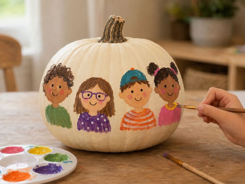Family Portrait Halloween Pumpkin Painting Ideas