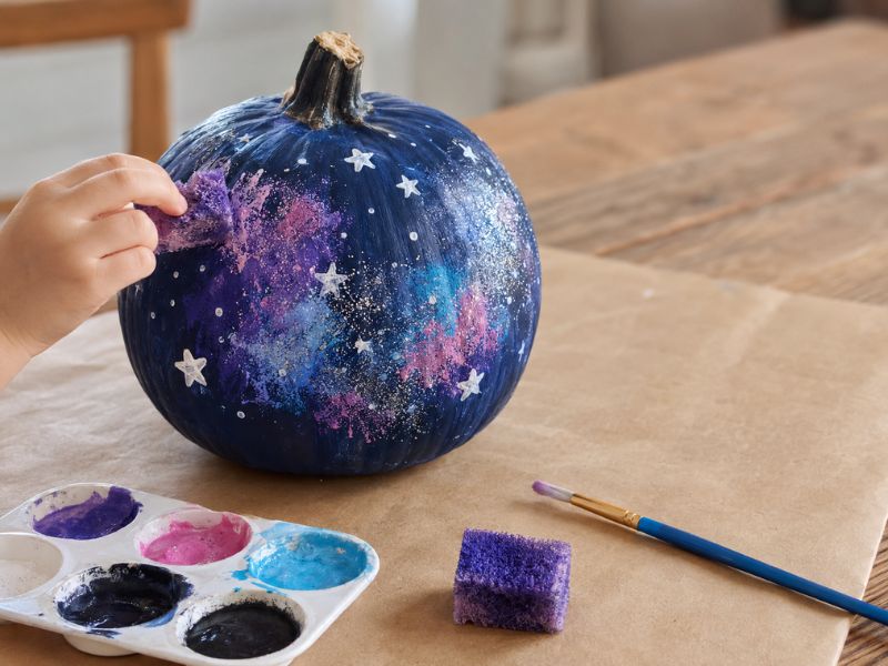 Galaxy Halloween Pumpkin Painting Ideas