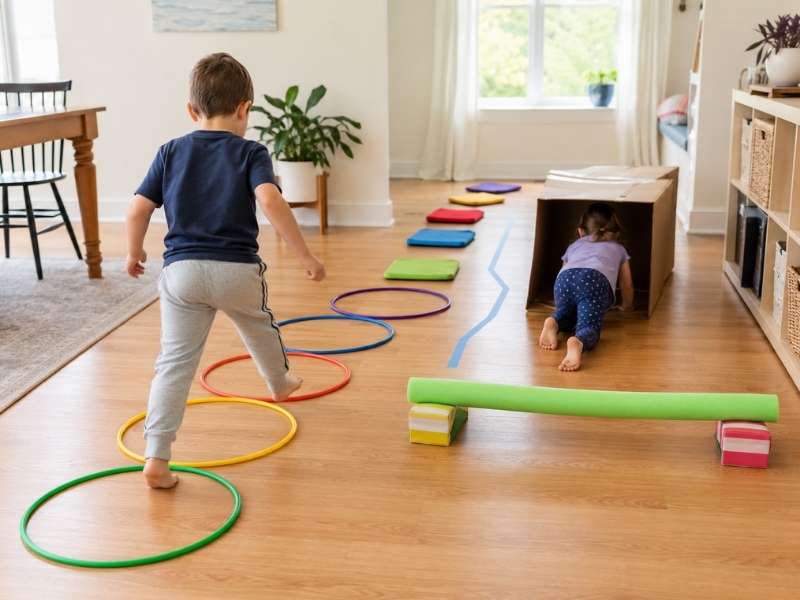 How to Set Up a Simple Indoor Obstacle Course For Kids