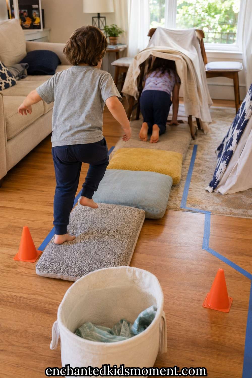 How to Set Up a Simple Indoor Obstacle Course For Kids