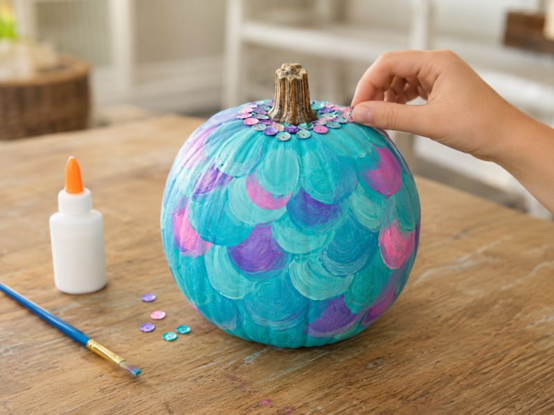 Mermaid Halloween Pumpkin Painting Ideas