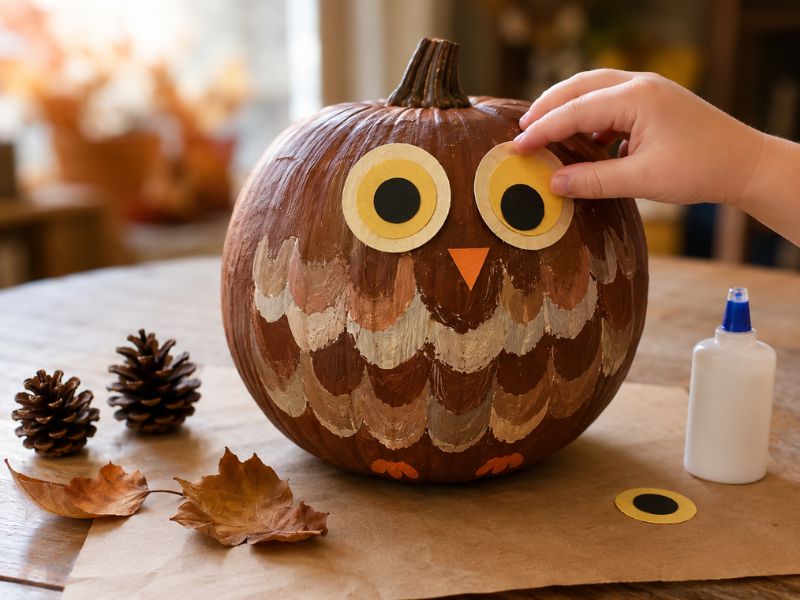 Owl painting on  a pumpkin