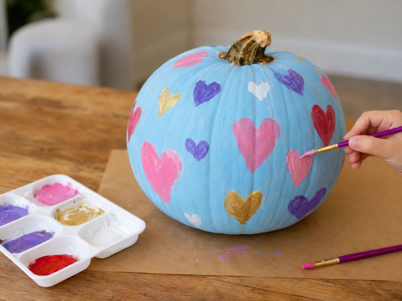 Pumpkin Covered With Hearts