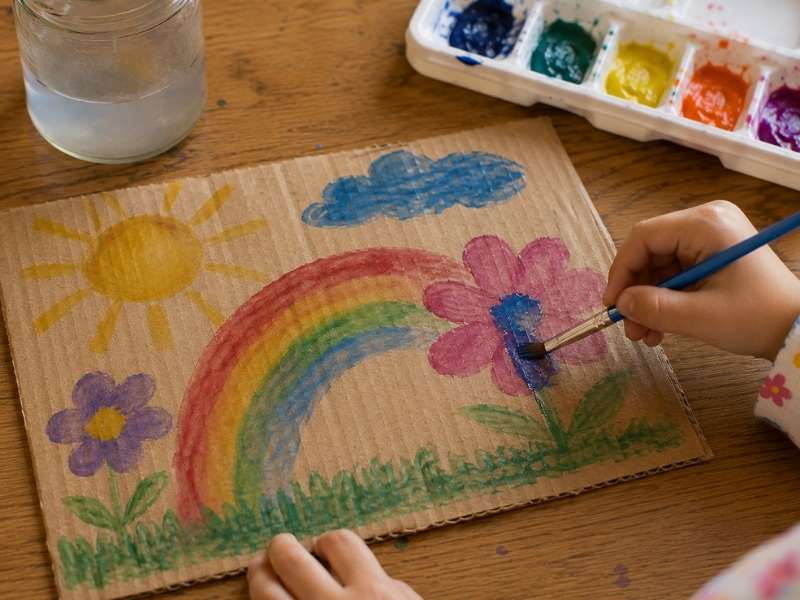 Water Painting on Cardboard