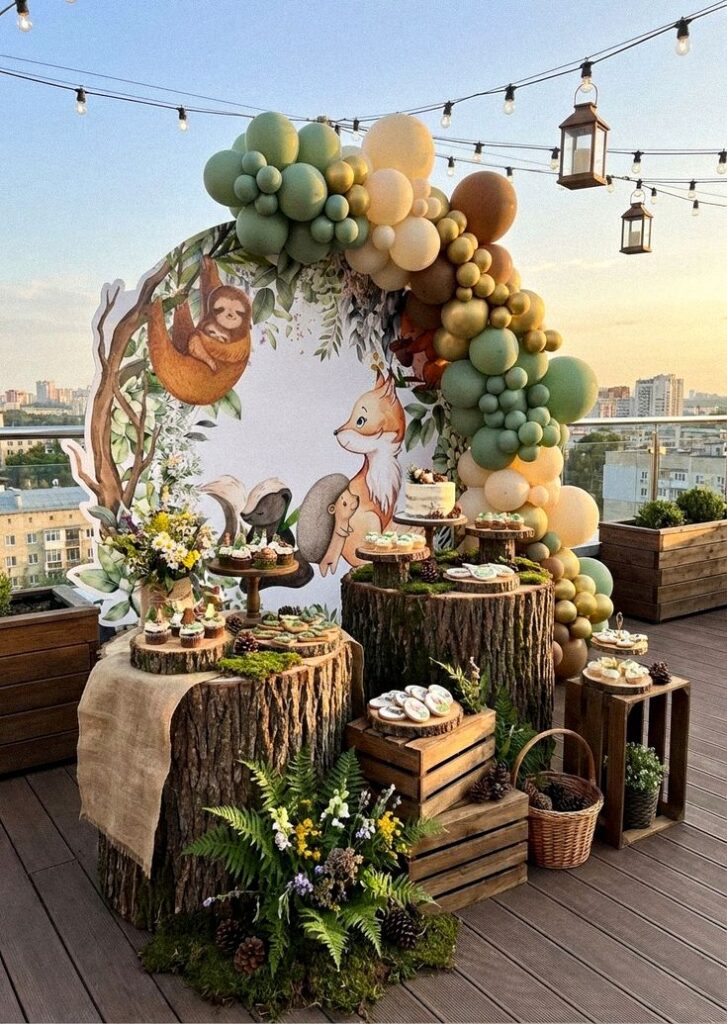 Woodland Animal Balloon Backdrop
