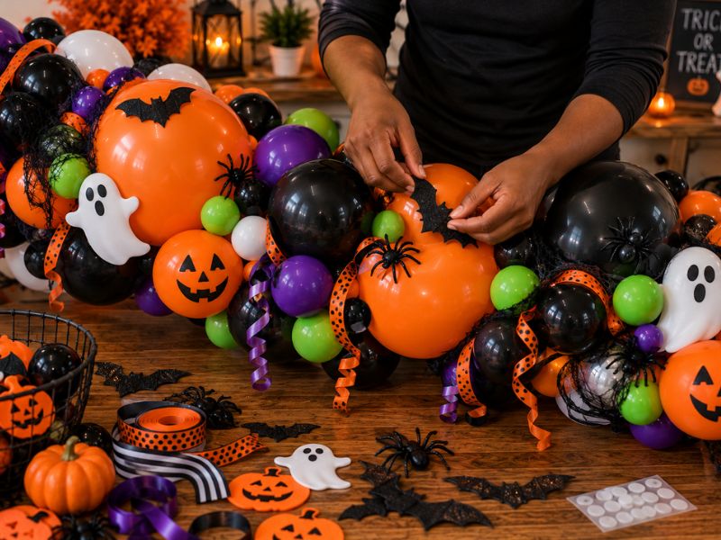 Add Halloween Decorations to Bring the Garland to Life