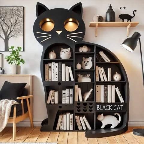 Black Cat Shelf Display