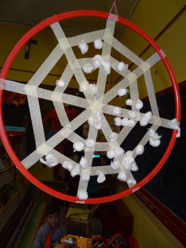 Cotton Ball Spider Web