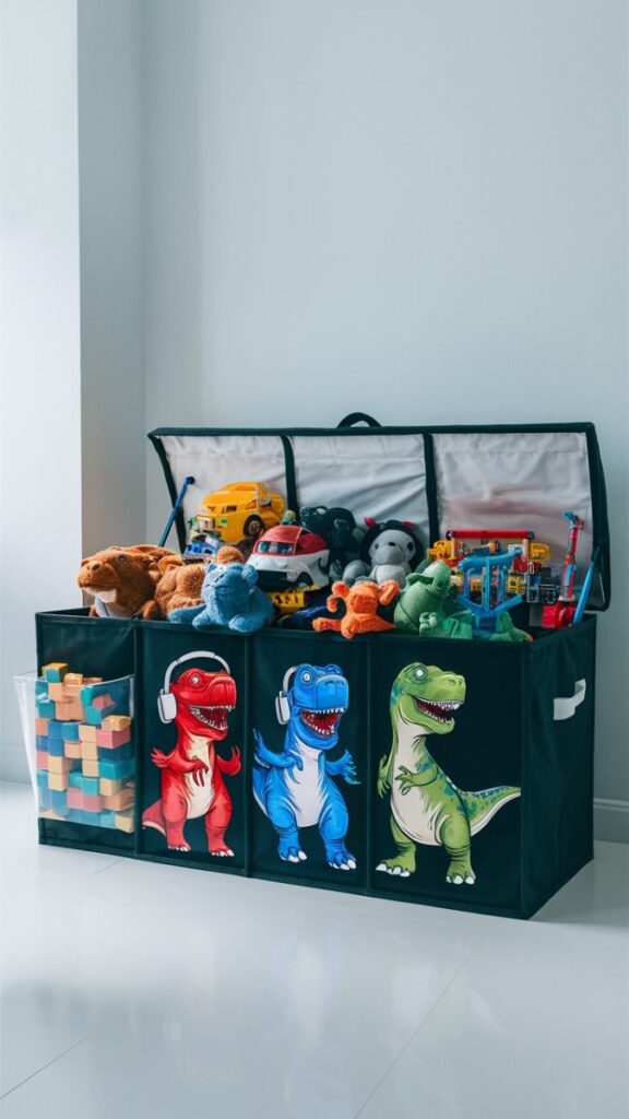 Large Toy Storage Box with Lid, Toy Chest Bin Basket with Dividers