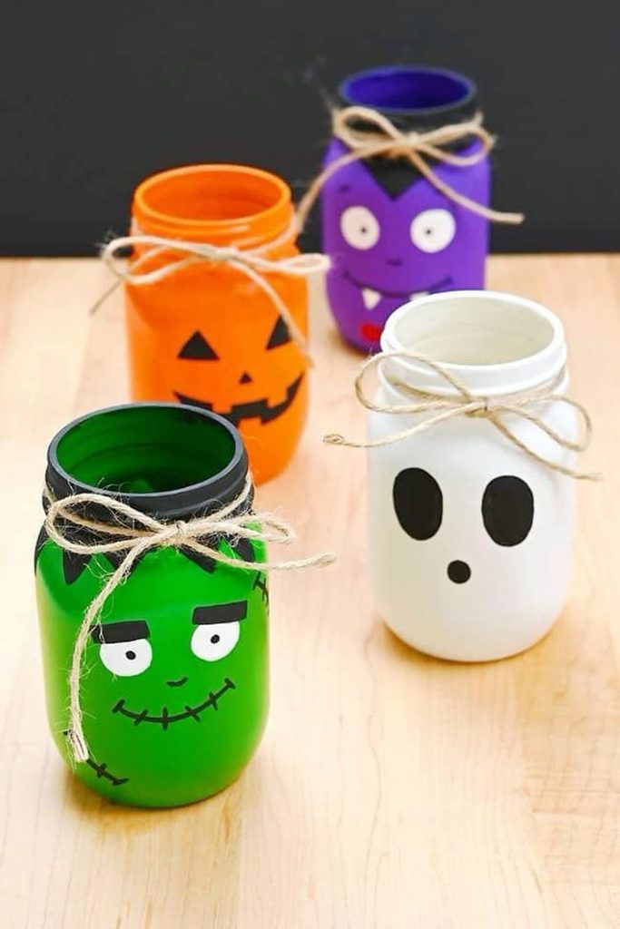 Painted Pumpkin Jars