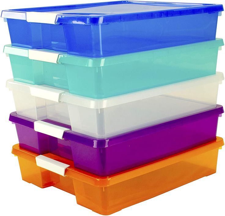 Sensory Bin with Lid for Toddlers, 3 Pack, 12.8-Inch Stackable Toy Bins