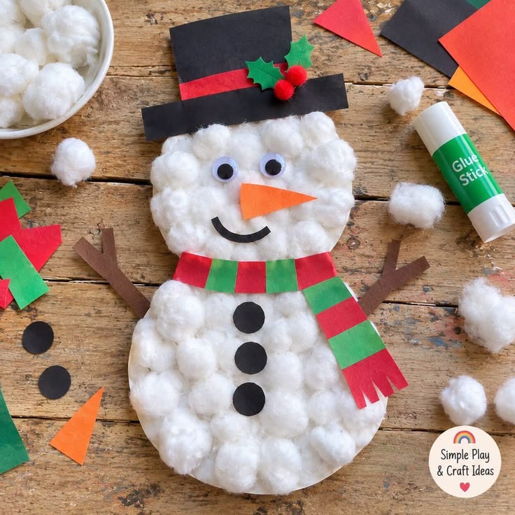 Cotton Ball Snowman