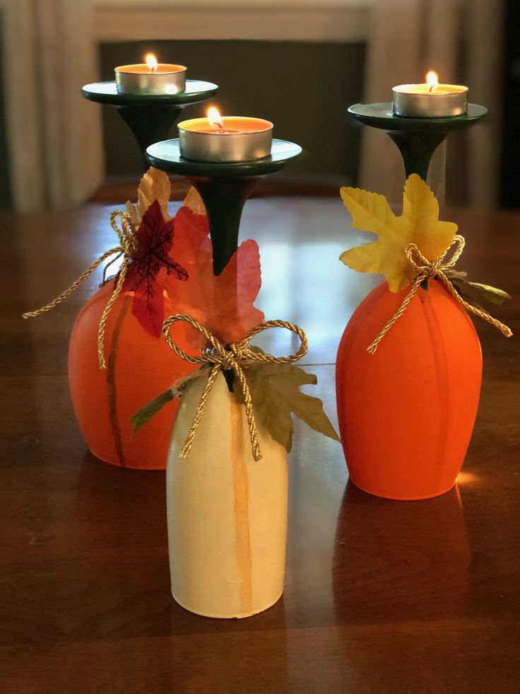 Turn Wine Glasses Into Fall Candle Holders