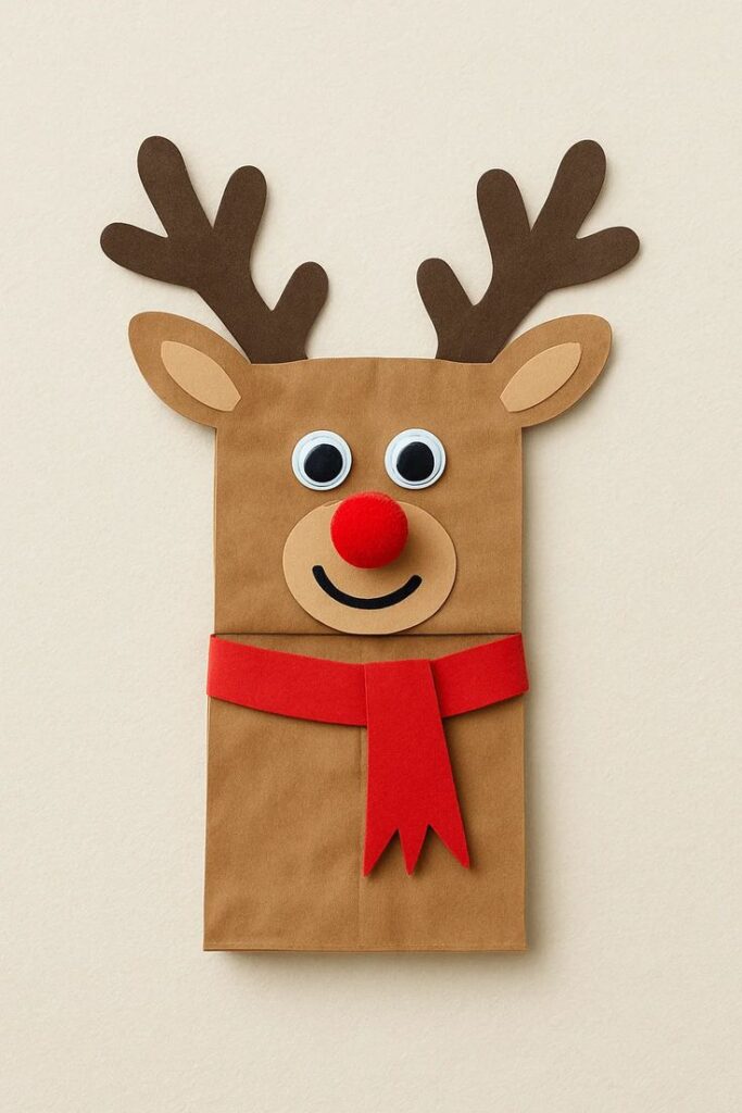 Paper Bag Reindeer Puppet
