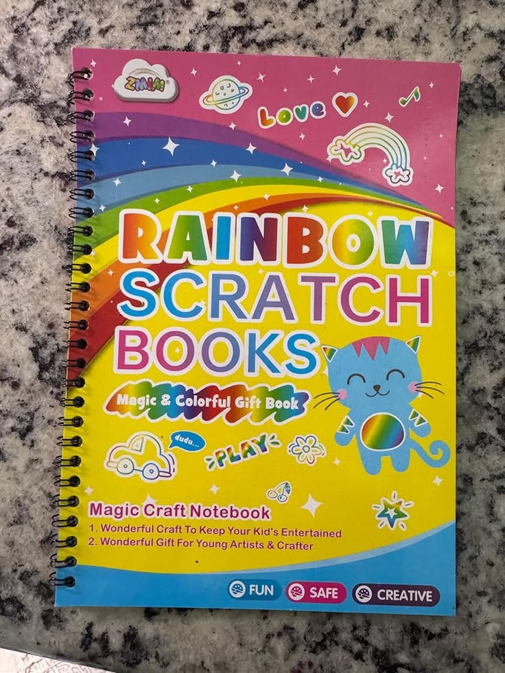 Prudiut Rainbow Scratch Art Notebooks With Stylus